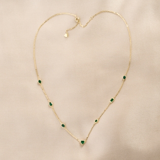 Sterling Silver Necklace Touches of Green Gem gold