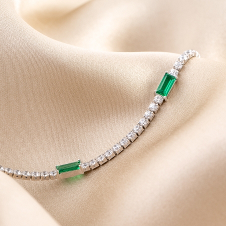 Bratara argint Tennis Emerald Signature zirconia