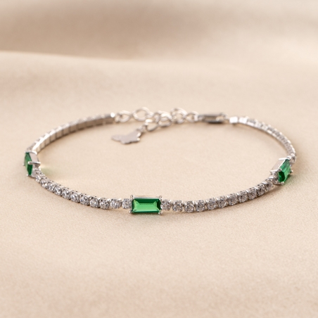 Bratara argint Tennis Emerald Signature zirconia