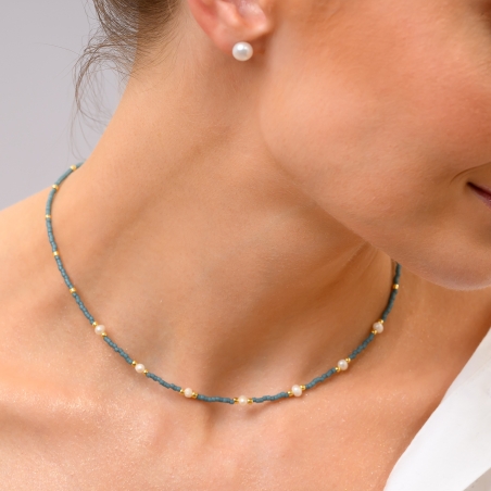 Cool Touch Miyuki Necklace grey with pearls