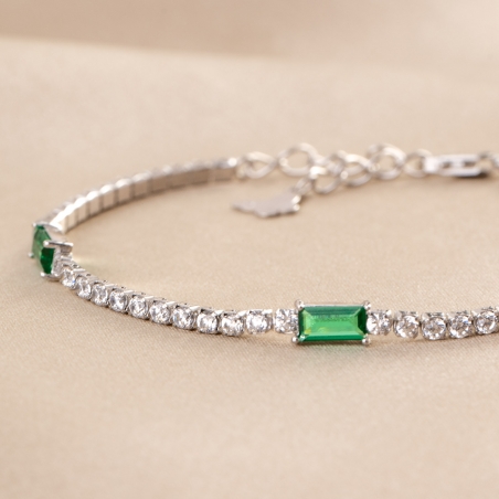 Bratara argint Tennis Emerald Signature zirconia