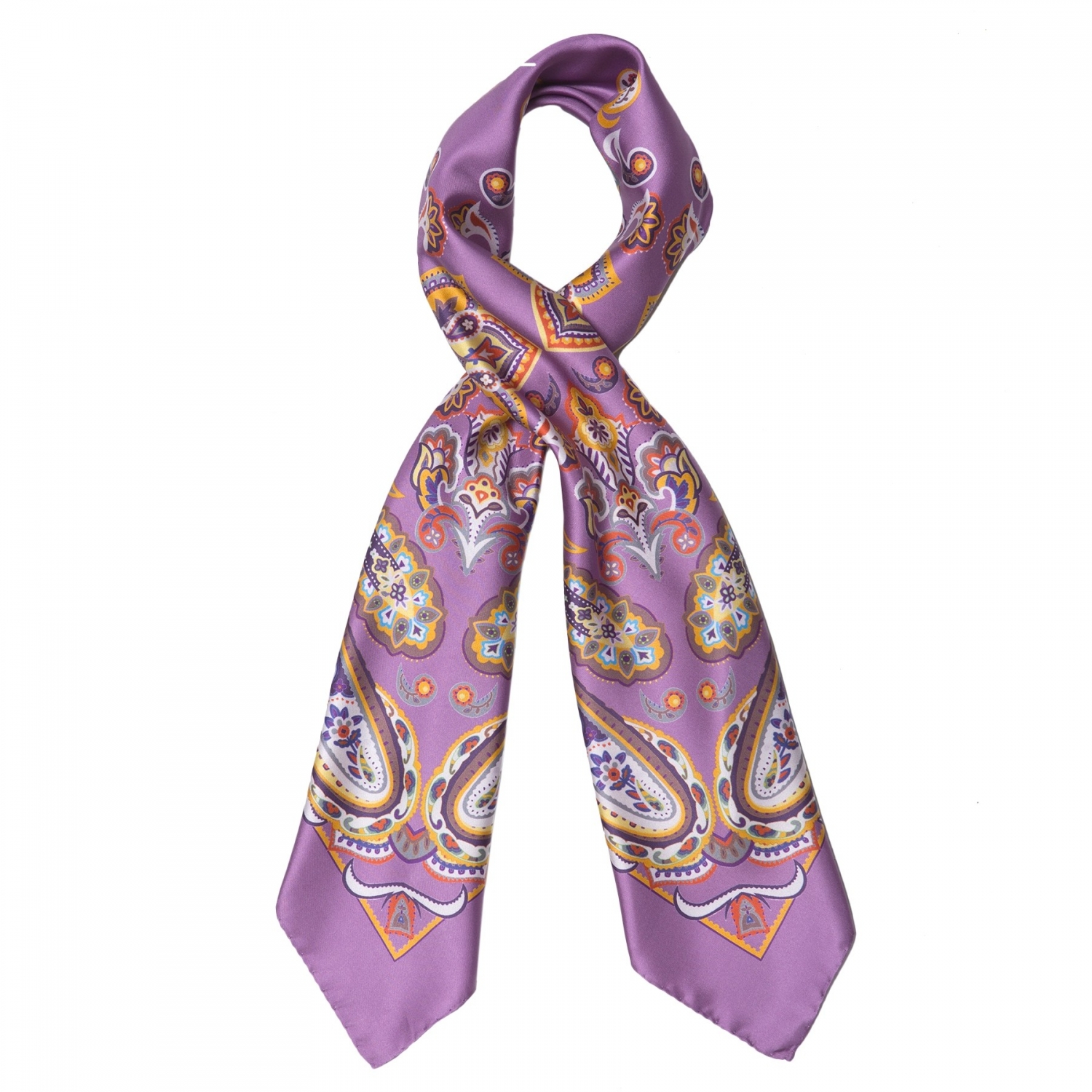 Endless Paisley Lilac silk scarf designed by Mila Schon
