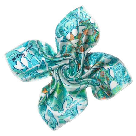 Women in love aqua Silk scarf