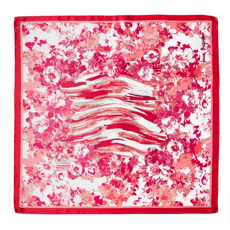 Radiant pink flowers Silk scarf