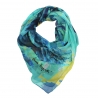 Turcoise irises georgette silk scarf