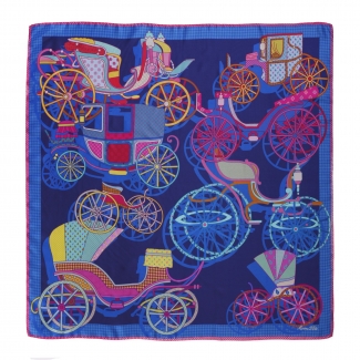 Paris d'autre fois bleu silk scarf