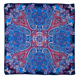 Silk scarf Bohemian Paisley navy