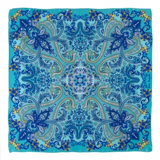 Silk scarf Bohemian Paisley turcoise