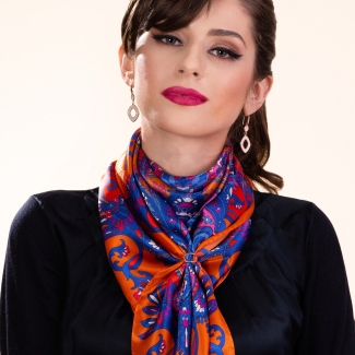 Silk scarf Bohemian Paisley orange