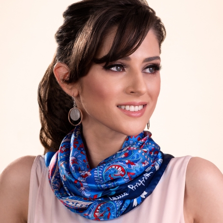 Silk scarf Bohemian Paisley navy