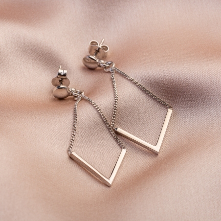 V for Victory silver earrings